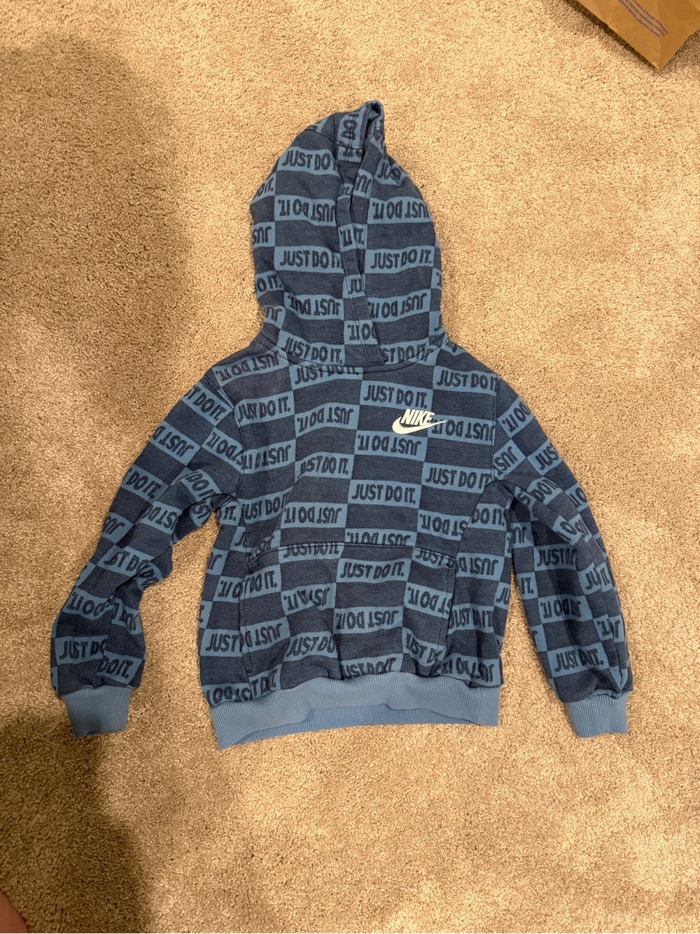 Nike Blue All-Over 'Just Do It' Hooded Sweatshirt